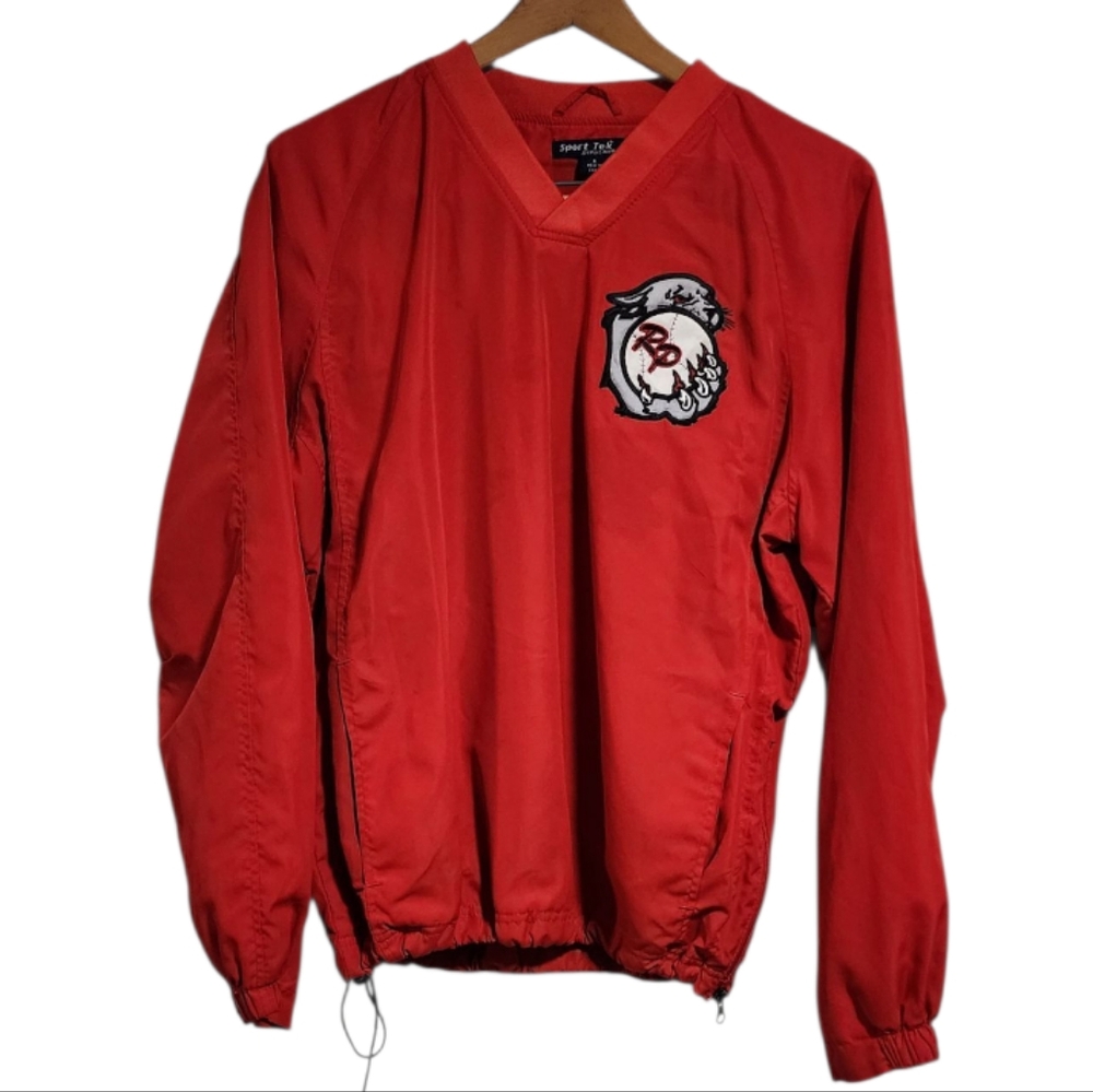 Sport Tek Red Baseball Rose Park V-Neck Windbreaker #7 Size S